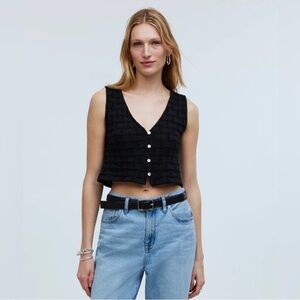 Madewell Black Basketweave Textured Vest